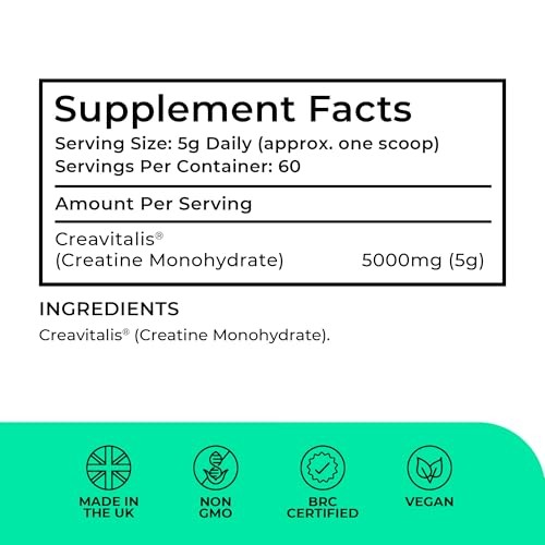 Creapure® Creatine Monohydrate Powder 300g – 60 Servings 11 Ounce (Pack of 1)