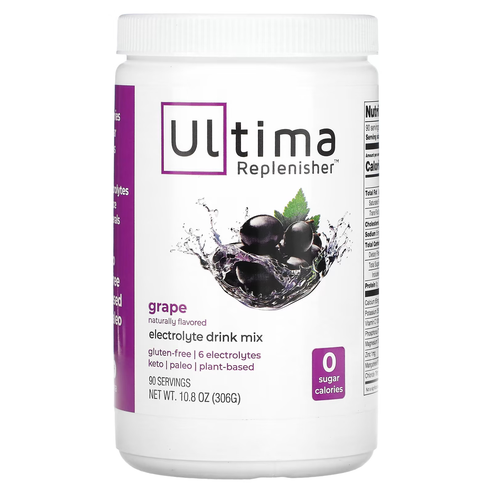 2 X Ultima Replenisher, Electrolyte Drink Mix, Grape, 10.8 oz (306 g)