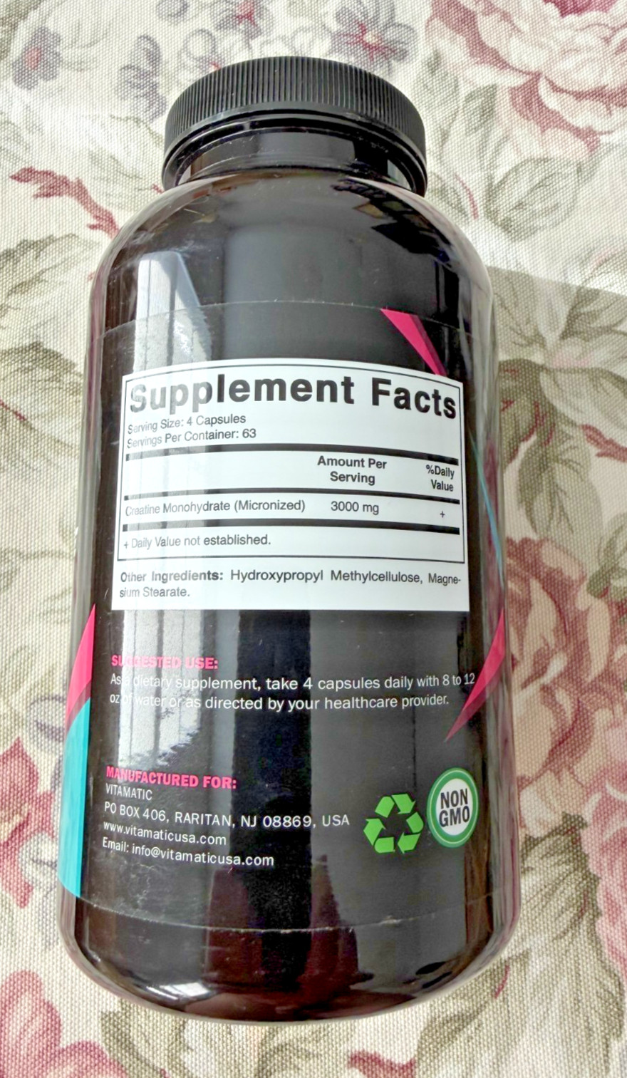 Vitamatic Creatine Monohydrate Capsules 3000mg (3g) per serving – Micronized