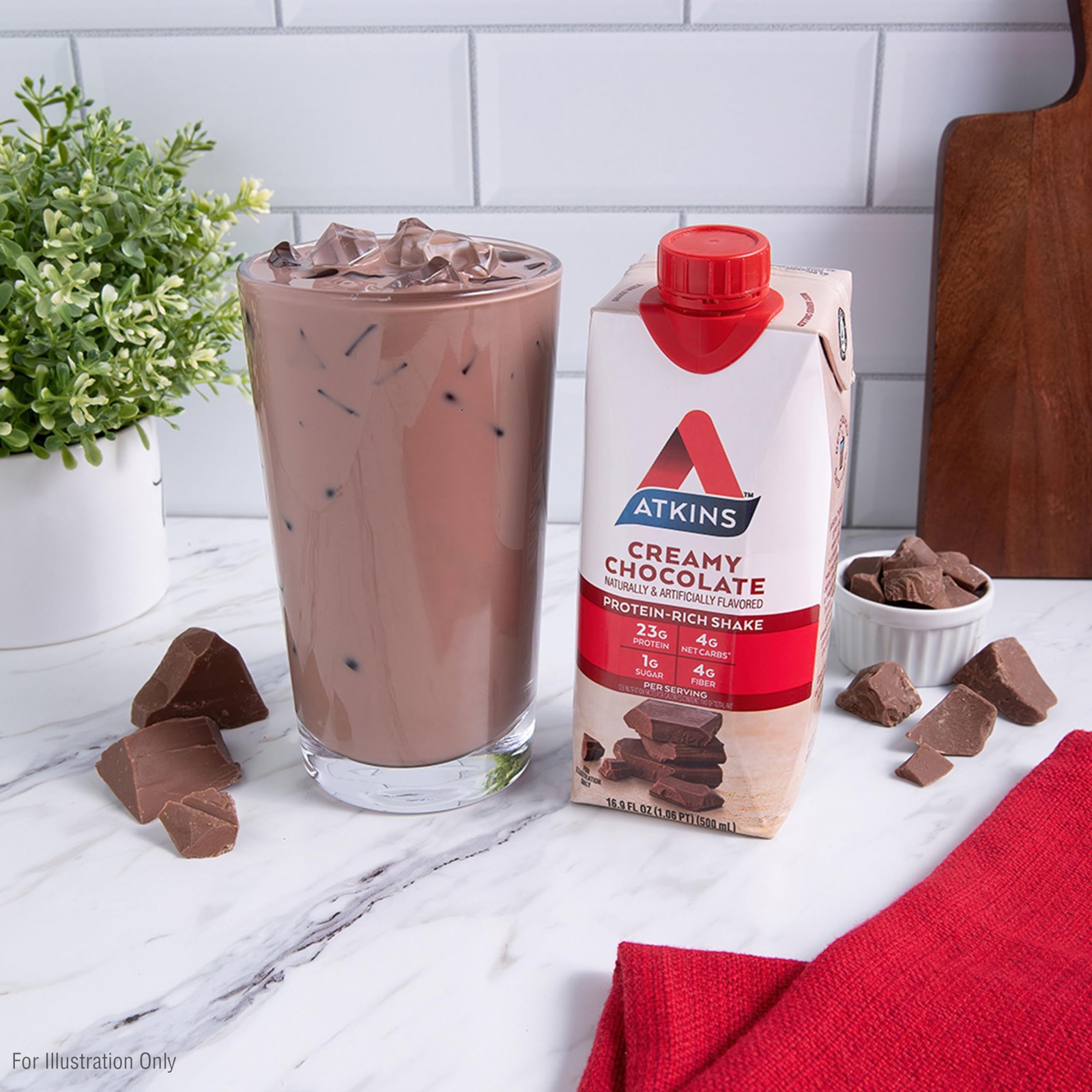 Atkins Creamy Chocolate Meal Size Protein Shake 23G Protein Glycemic 4G Net