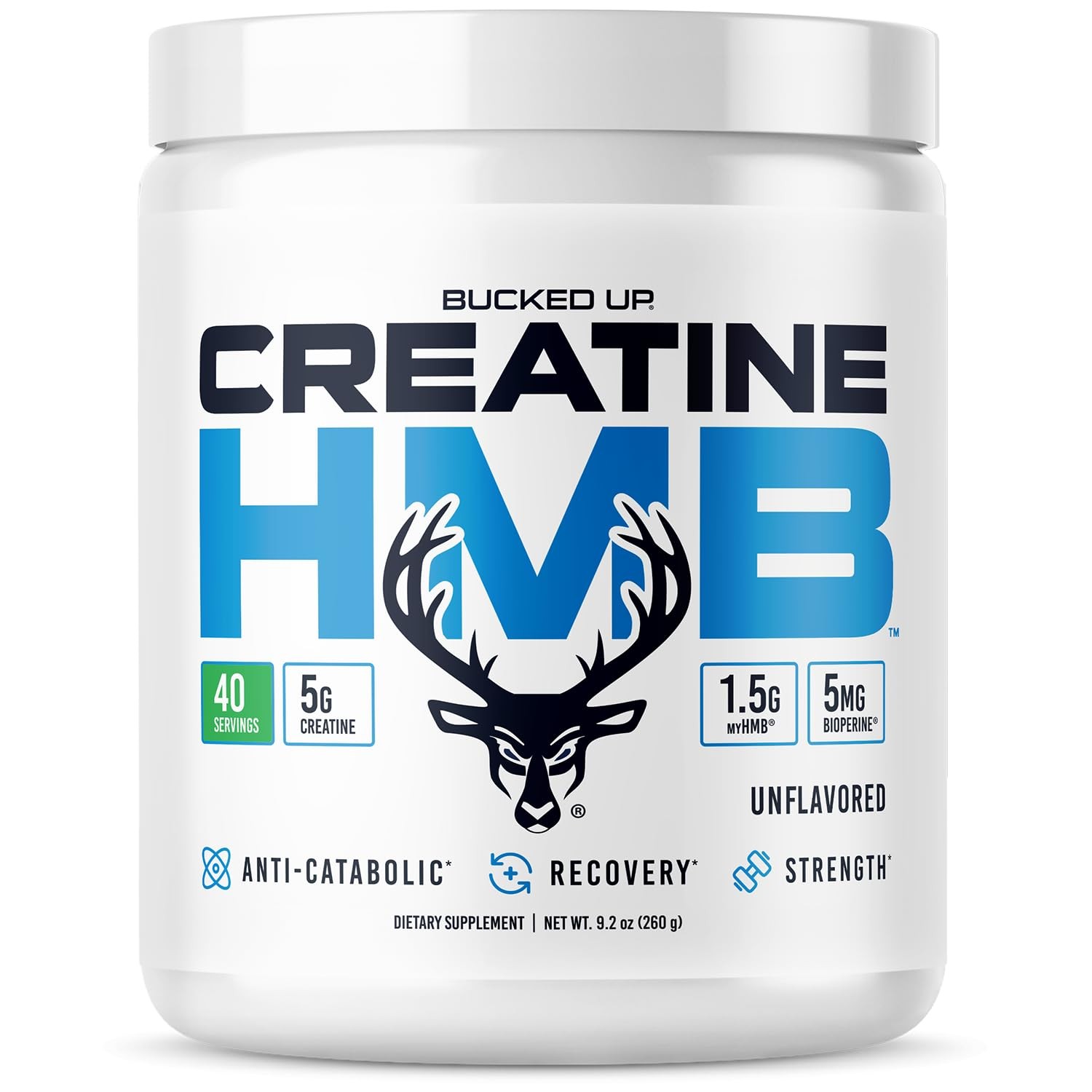 Creatine HMB 40 Servings Unflavored | 5g Creatine Monohydrate with 1.5g myHMB…