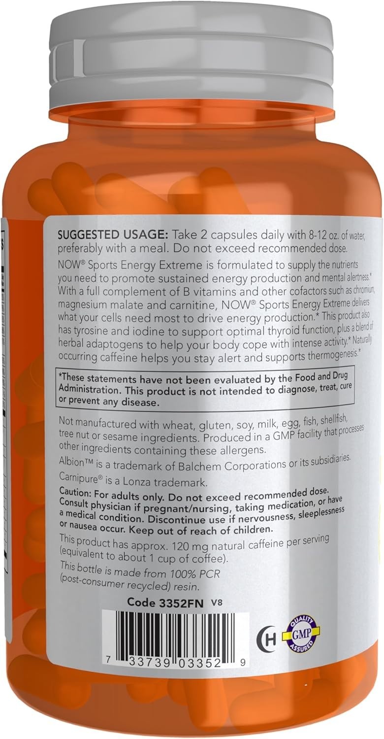NOW Sport Energy Extreme 90 Caps Pack of 2 (Exp 02/2029)