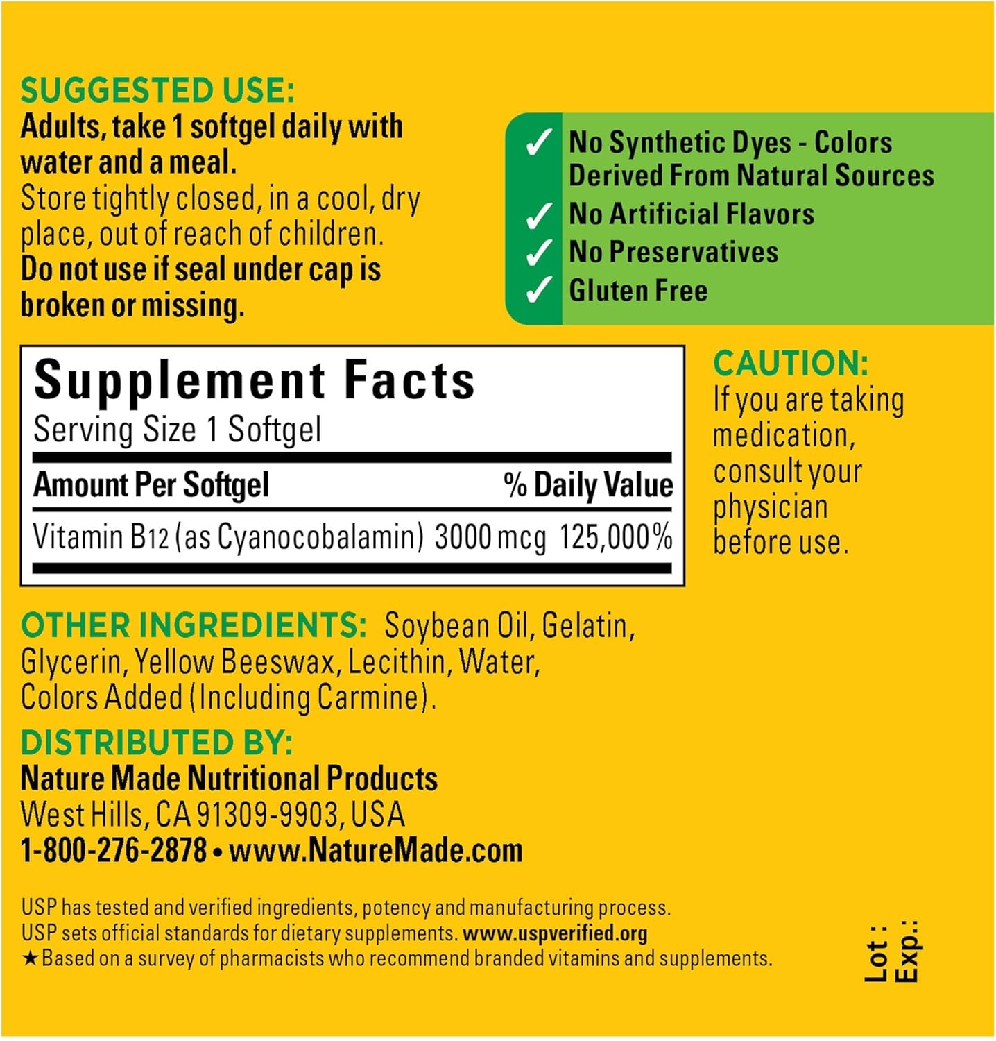 Nature Made Extra Strength Vitamin B12 3000 mcg, 60 Softgels