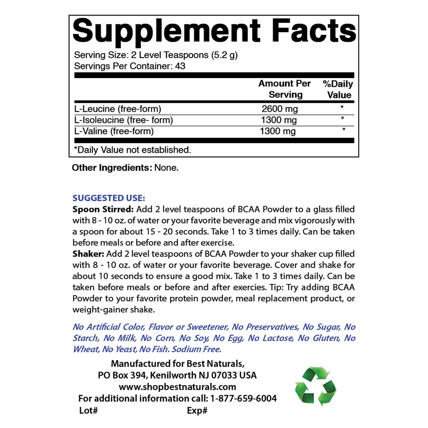 Best Naturals BCAA Powder 8 OZ – Muscle building