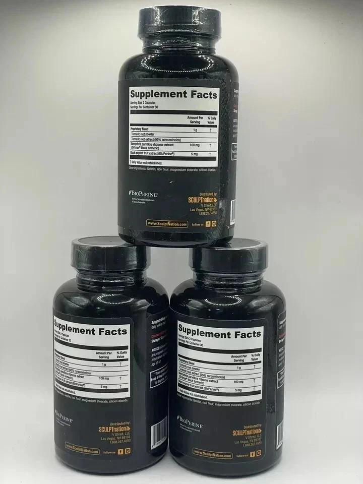 Turmeric Black Sculptnation Fatigue Muscle Build Fat Burn Bloating Treat. 1 Pack