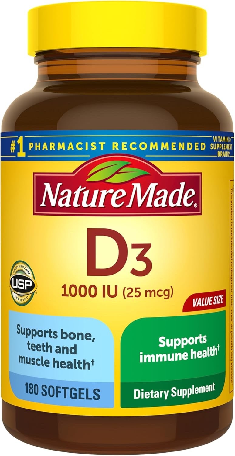 Nature Made Vitamin D3 1000 IU 25 mcg – Strong Bones & Teeth Support Supplement
