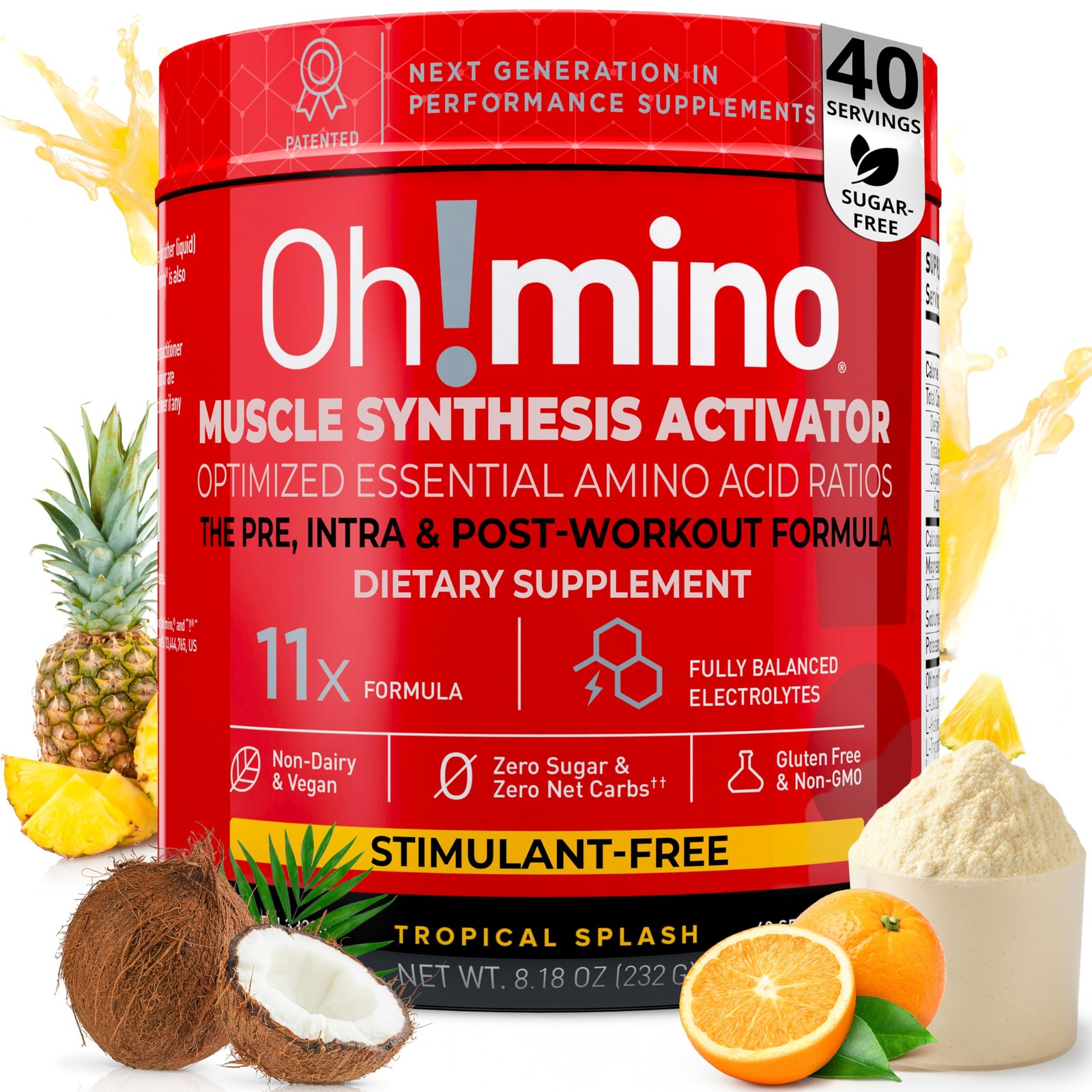 Ohmino BCAAs + EAAs, All 9 Essential Amino Acids for Muscle Growth Recovery,…