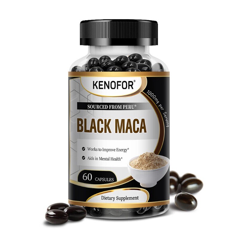 Black Maca 1,000 Mg Natural Energy Booster Peruvian Maca for Men and Women