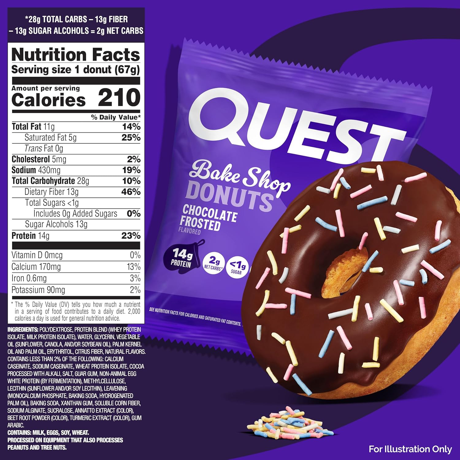 Nutrition Bake Shop, Chocolate Frosted Donuts, 14G Protein, Less than 1G Suga…