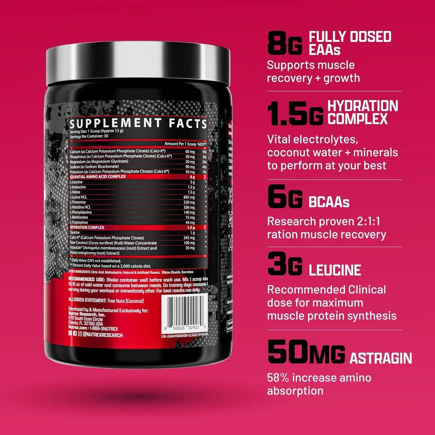 Nutrex Research EAA+ Hydration Fruit Punch 30 Servings Pack of 2