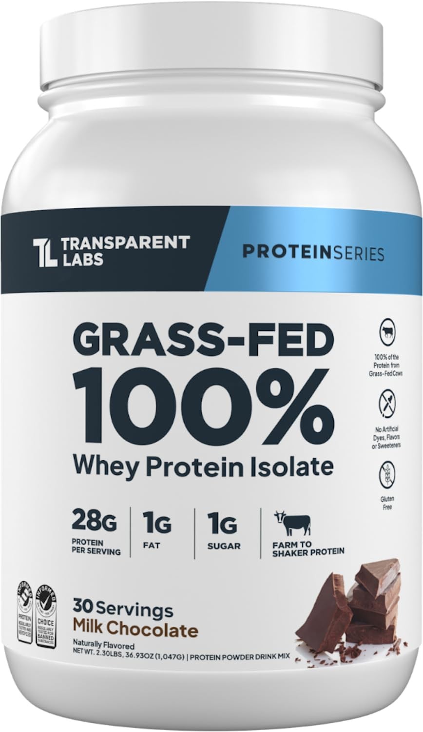 Transparent Labs Grass-Fed Whey Protein Isolate – Naturally Flavored, Gluten Fre