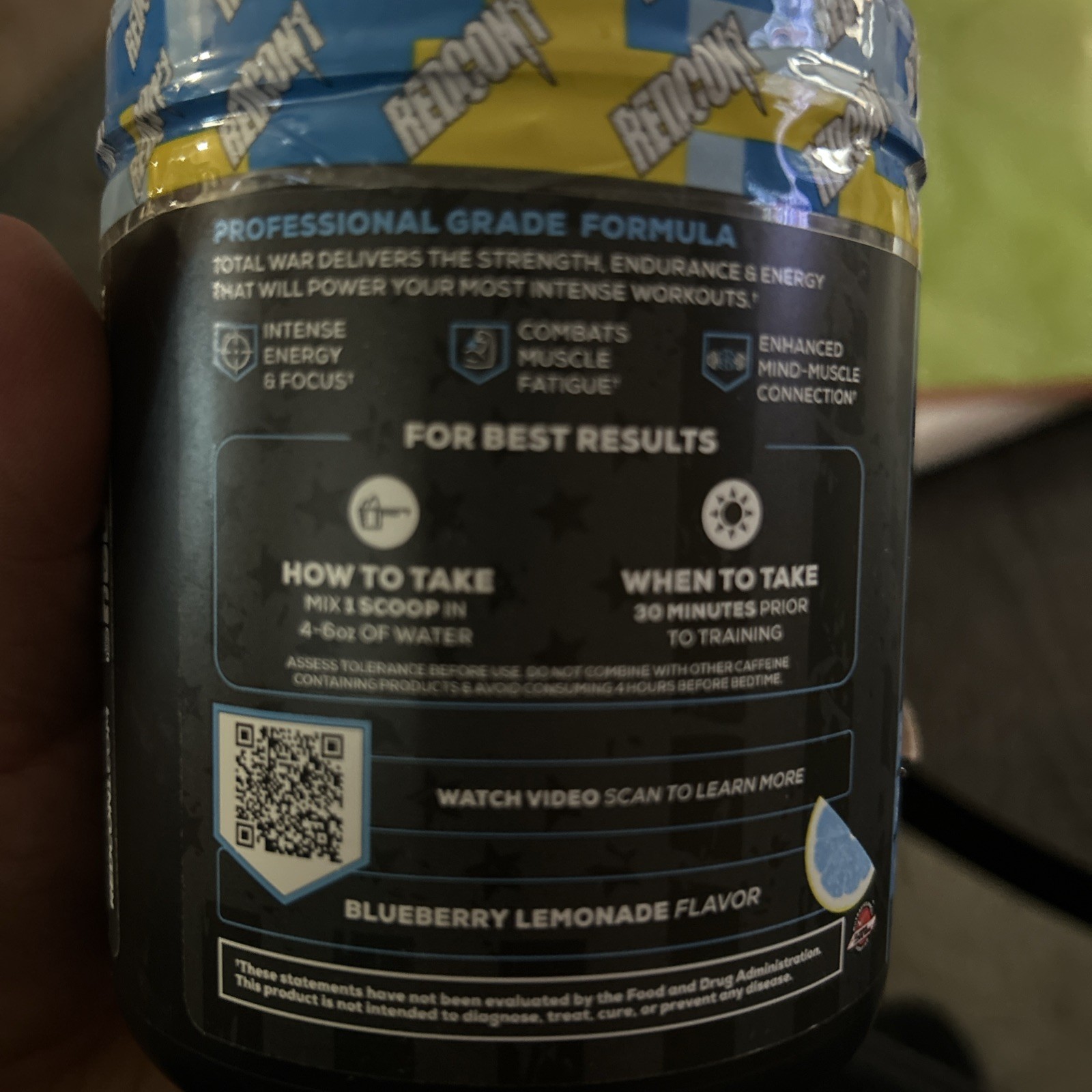 REDCON1 Total War Pre Workout Powder, Blue Lemonade – Beta Alanine + Citrulli…