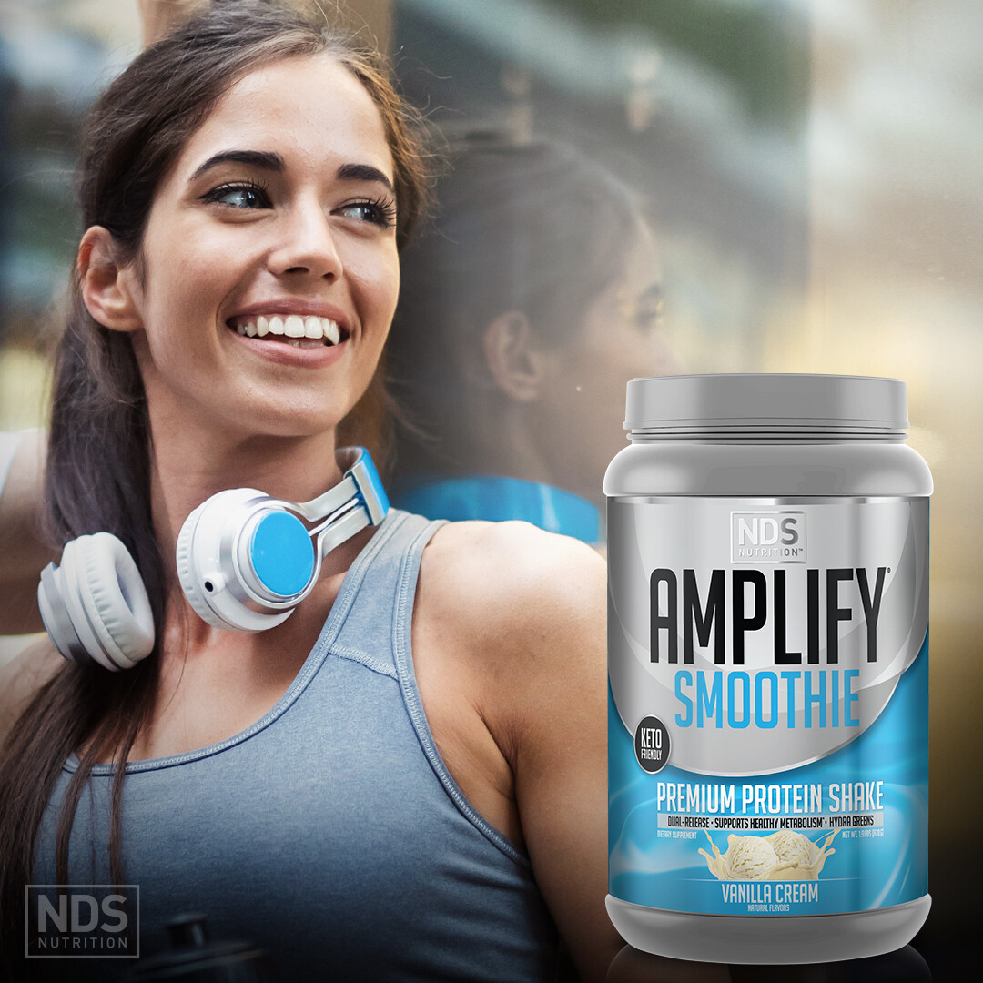 NDS Amplify Smoothie Protein Added Greens Overall Health – Vanilla (30 Servings)