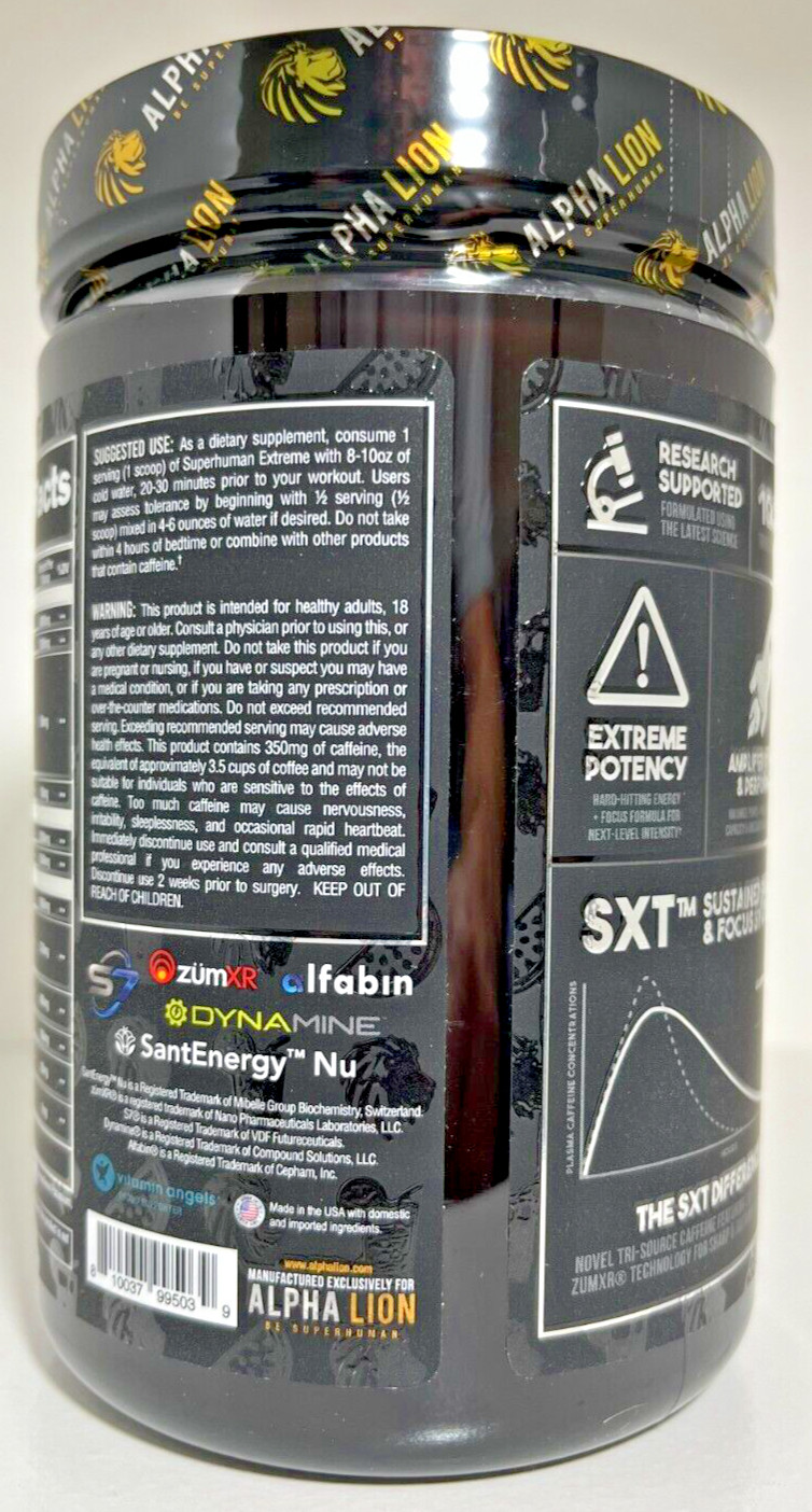Alpha Lion Superhuman Extreme Hardcore Pre-Workout 21 FULL Servings 3 Flavors