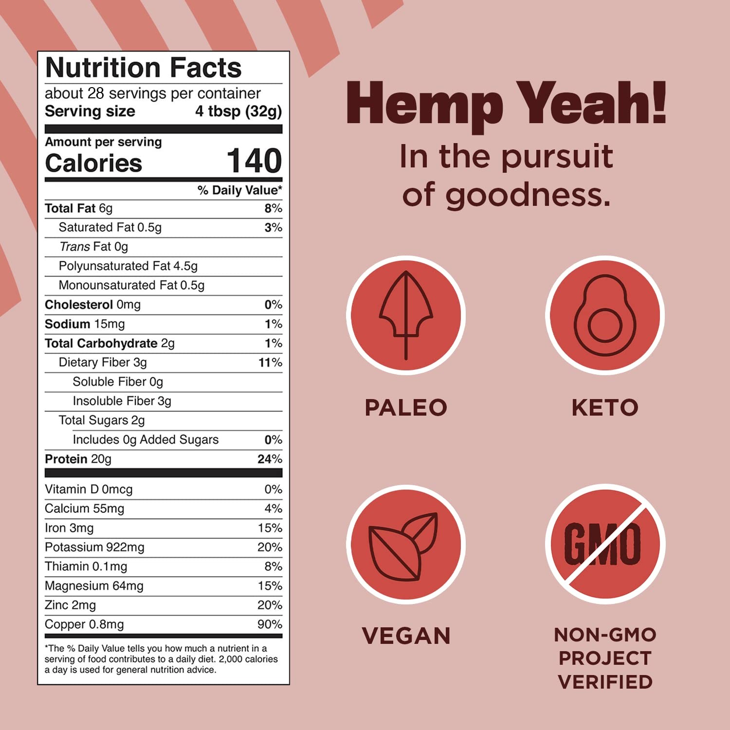 Manitoba Harvest Hemp Yeah Organic Max Protein Powder, Unsweetened, 32oz