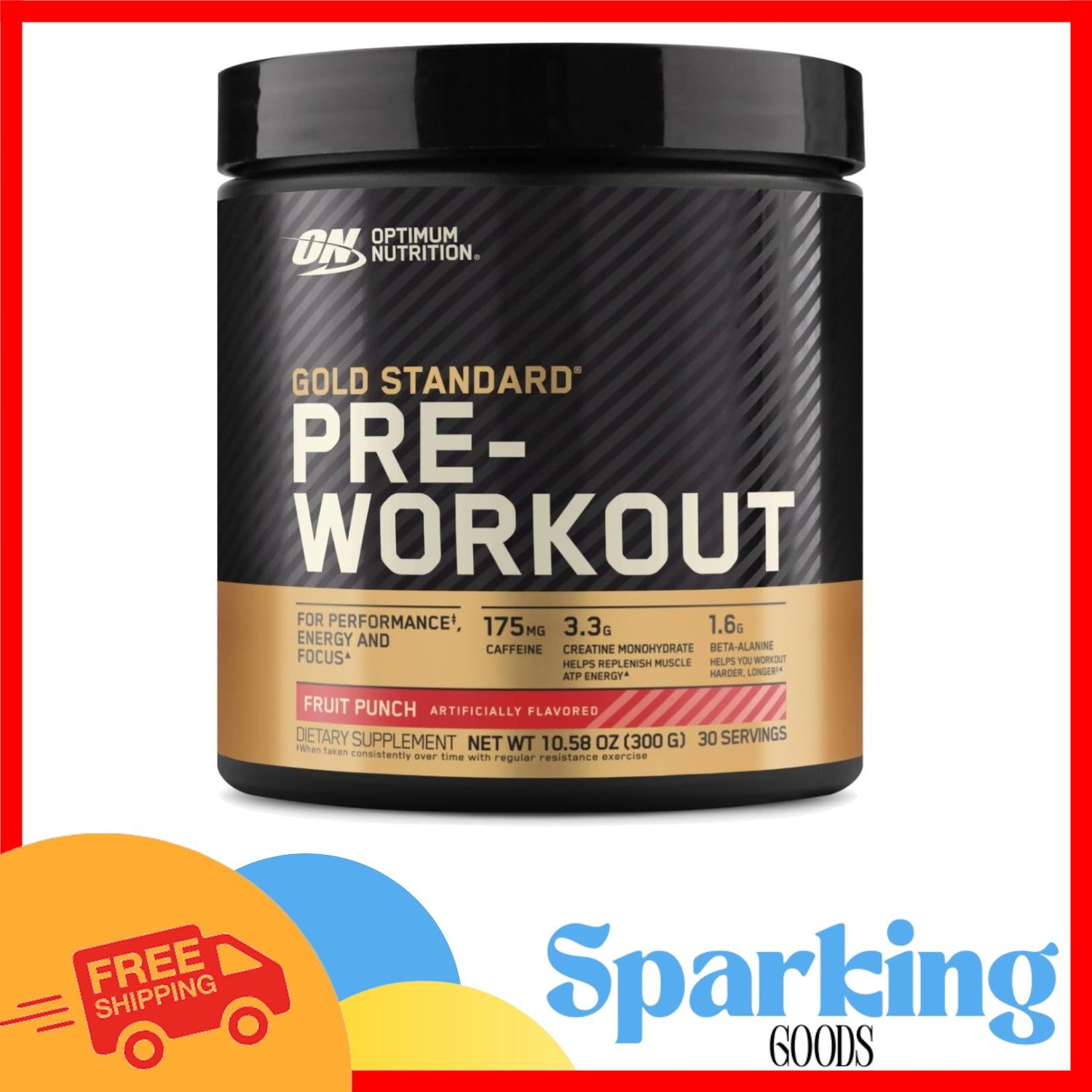 Keto-Friendly Gold Standard Pre-Workout Powder, 30 Servings, Fruit Punch Flavor