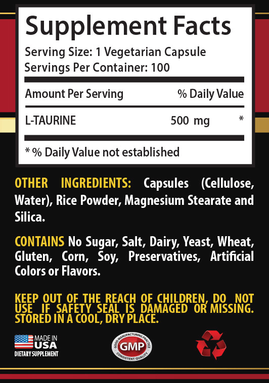 anti inflammatory food – L-TAURINE 500MG 1B – taurine amino acid powder