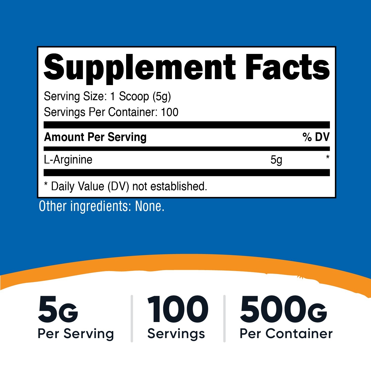 Nutricost L-Arginine (500 Grams) – Pure L-Arginine Powder – 5000mg Per Serving