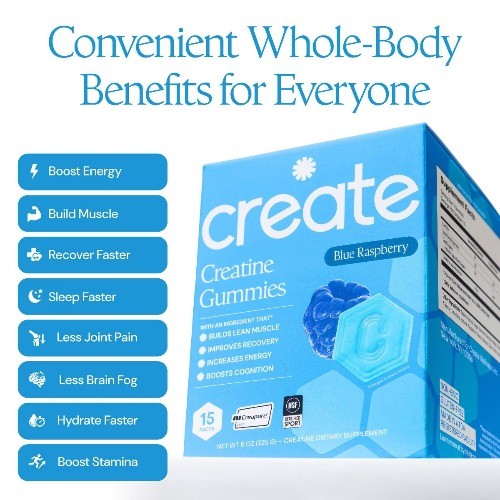 Create Wellness Gummies Made with Pure Creatine Monohydrate NSF Certified