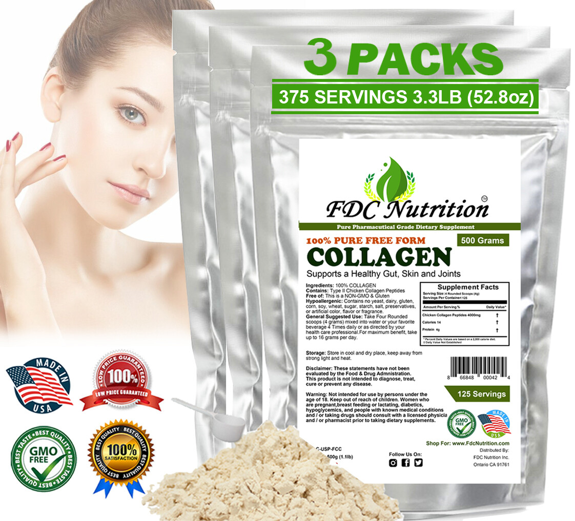3.3 lb (48 OZ) Collagen Peptides Hydrolyzed Anti-Aging Protein Powder