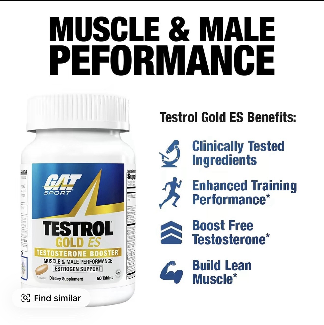 GAT Sport Testrol Gold ES Testosterone Booster Estrogen Support 60 Tablets
