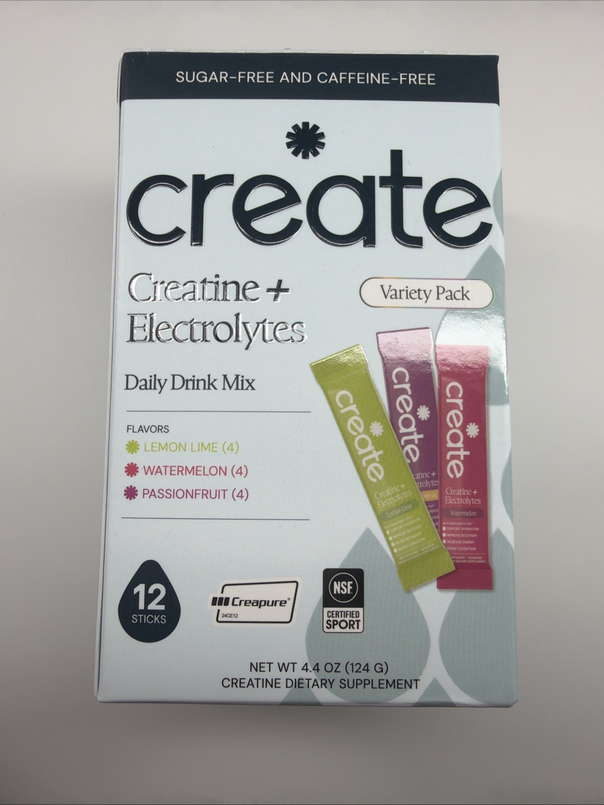 Create Creatine + Electrolytes Powder Variety Pack 12 Sticks Sugar-Free NSF