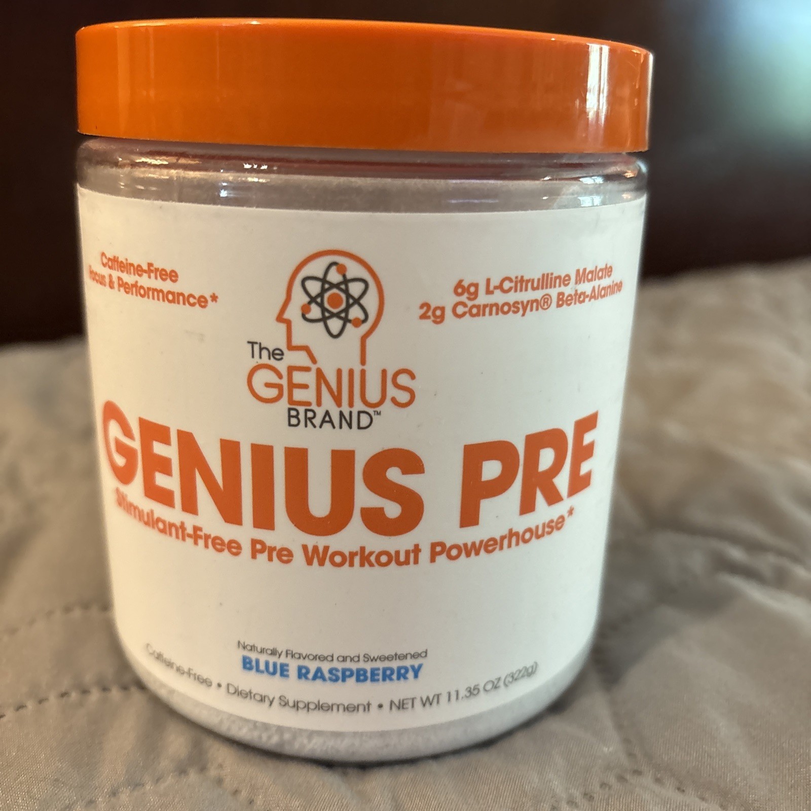 Genius Pre, Stimulant-Free Pre Workout Powerhouse 11.35 oz Blue Raspberry 12/26