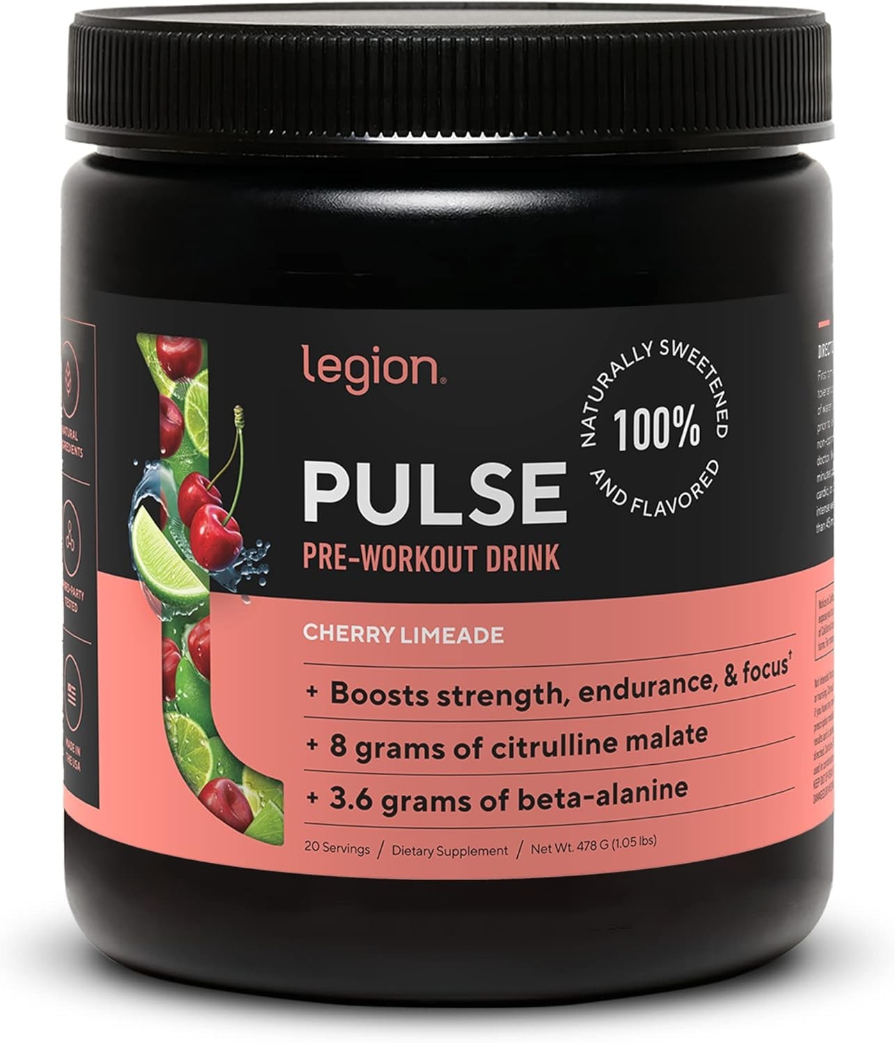LEGION- All Natural Nitric Oxide Preworkout Drink to 20 Servings (Pack of 1)