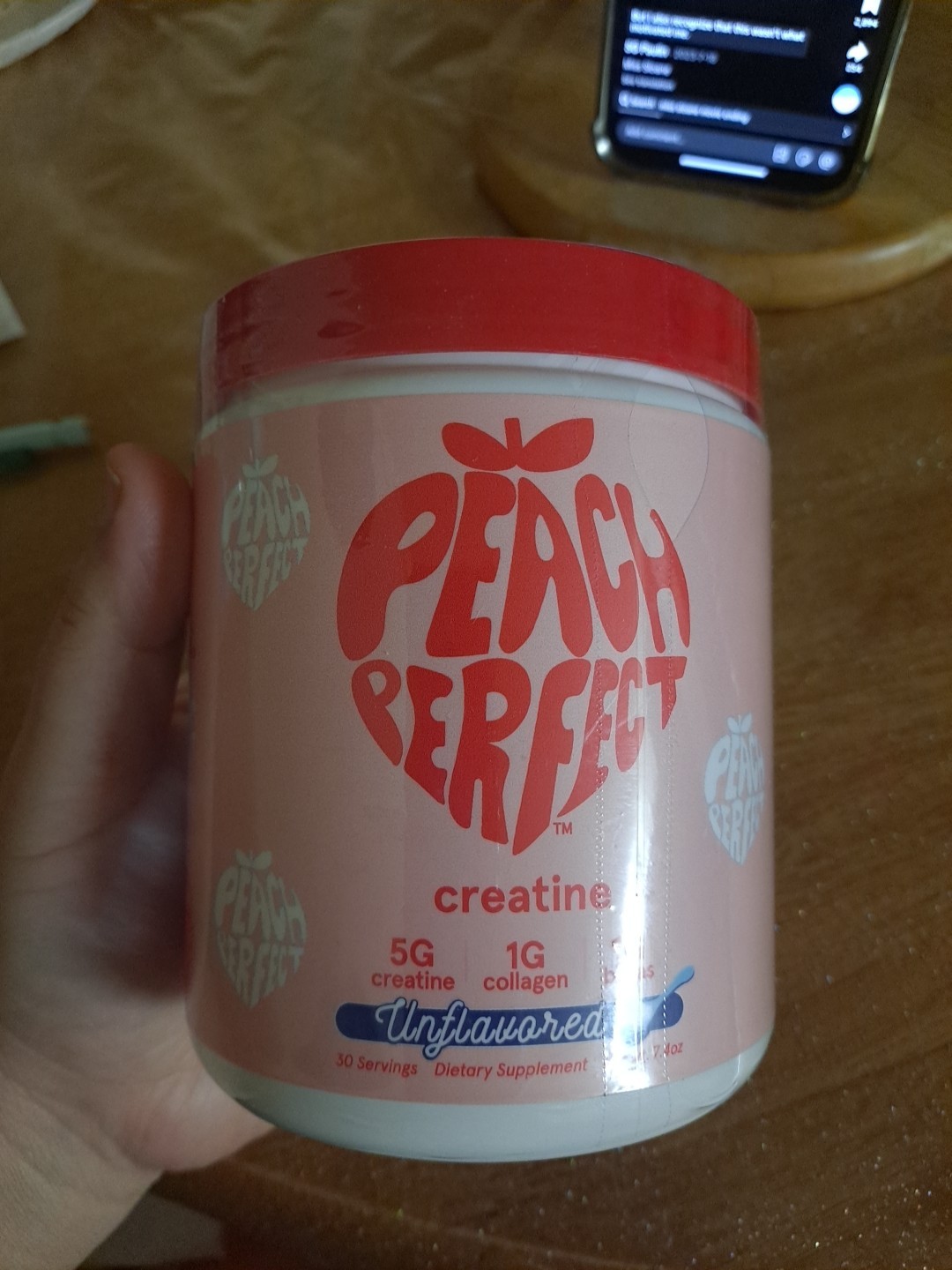 Peach Perfect Creatine Monohydrate Powder Unflavored 7.4Oz Exp 02/2027