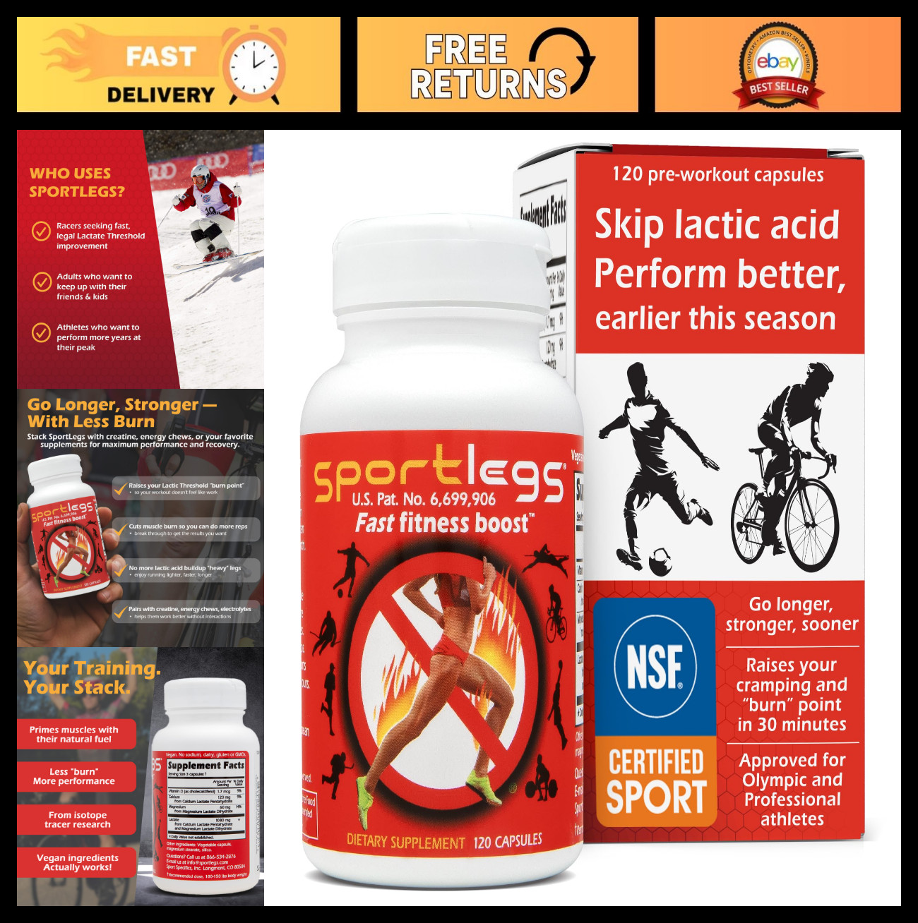 Lactate Fuel Pre-Workout Aid, 120 Count | Boost Endurance for Running & Cycling,