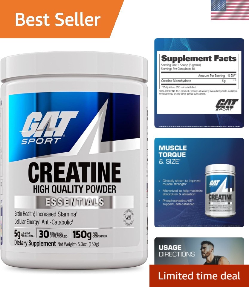 Creatine Monohydrate Powder 150g – Enhance Strength & Brain Health, 30 Servings