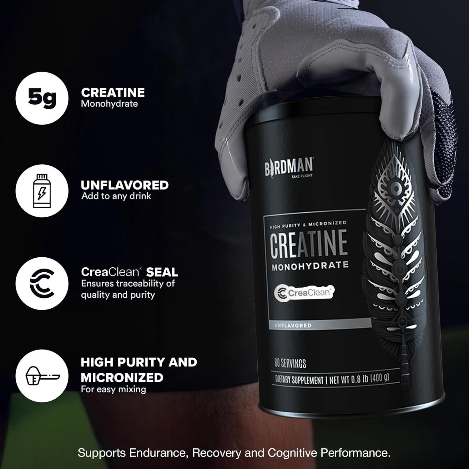 Creatine Monohydrate for Muscle Support & Energy – , Gluten Free, 400g Size