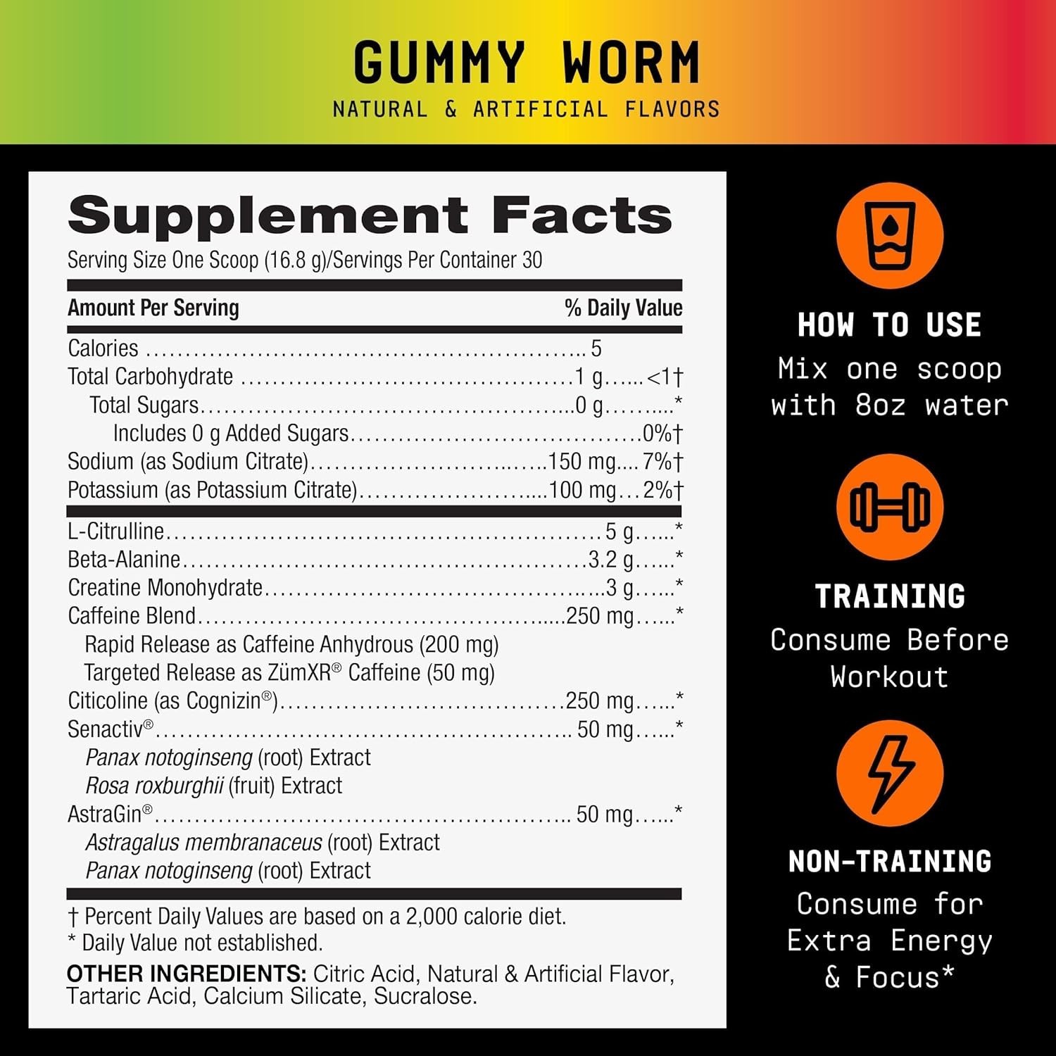 Pre Workout Powder L-Citrulline Creatine Energy Gummy 30 Servings