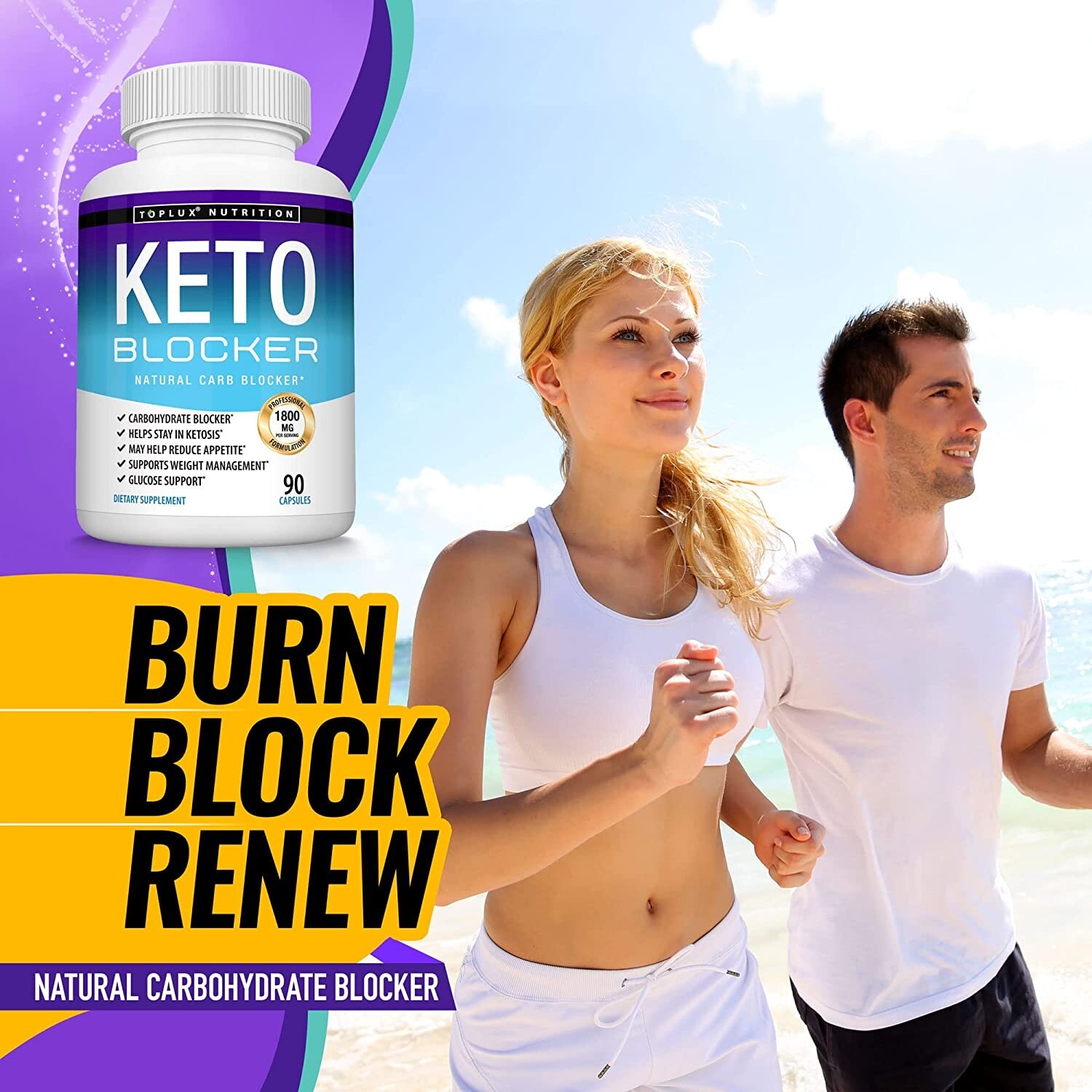 Keto Blocker Diet Pill 1800 MG Weight Loss Ketogenic Fat Burner & Carb Blocker