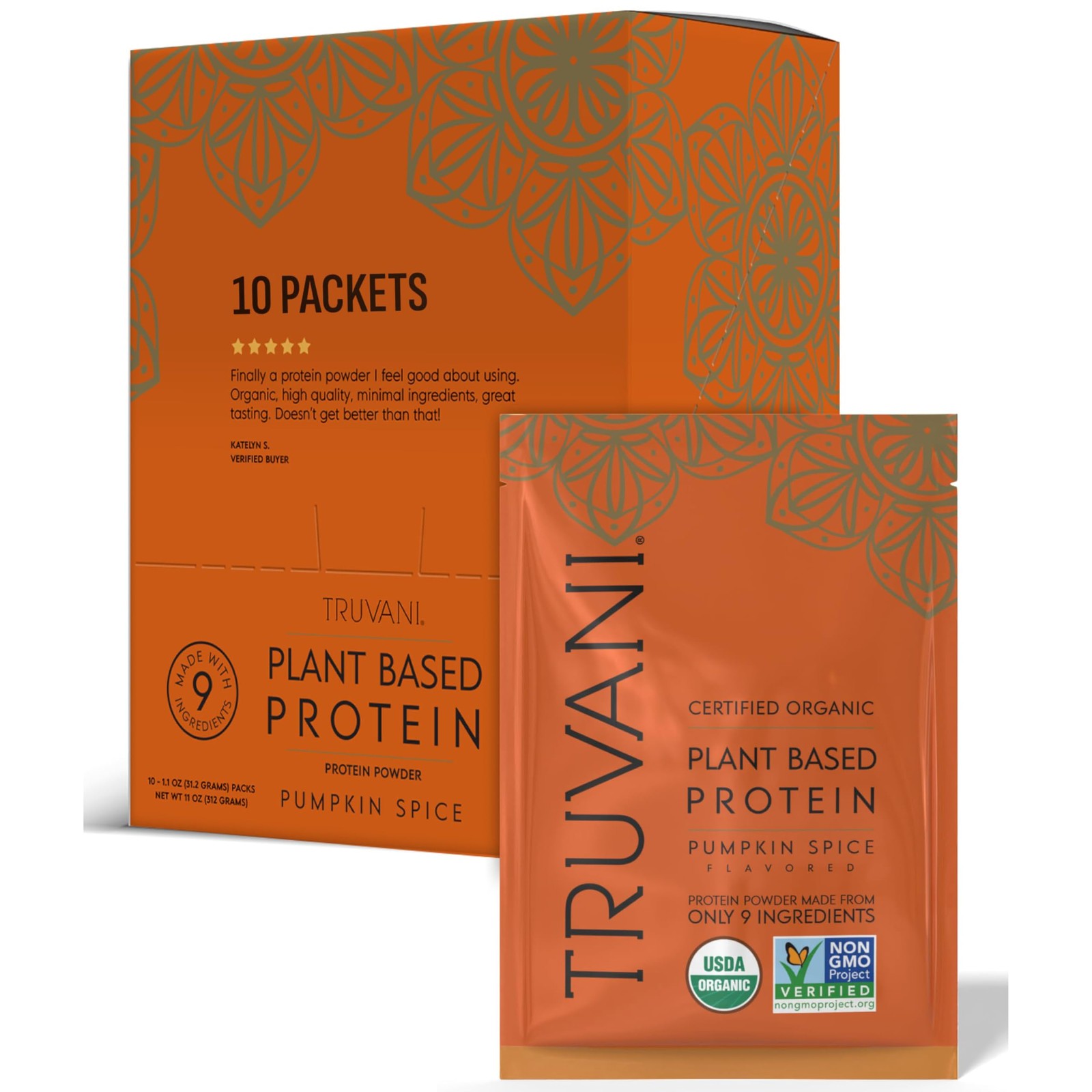 Vegan Pea Protein Powder Pumpkin Spice | 20g Organic | Keto, Low Carb, 10
