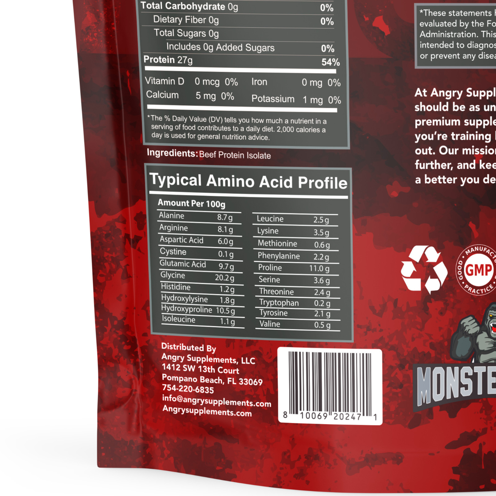 AS Beef Protein Isolate Powder, 27g Protein Serv, Muscle Building Workout 1.98lb