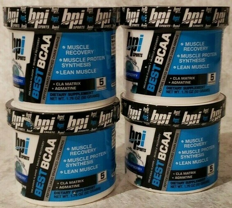 Qty 4 – BPI BEST BCAA – Blue Raspberry – 5 Servs EACH JAR – 20 Total – 5/2024