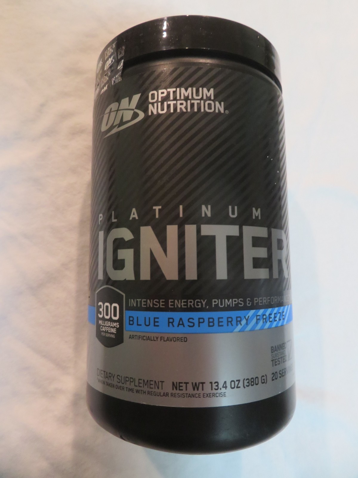 Optimum Nutrition Platinum Igniter 13.4 Oz 20 Servings Blue Raspberry Freeze