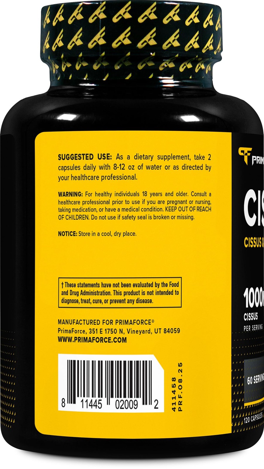 Primaforce Cissus Quadrangularis Extract, 120 120 Count (Pack of 1), Brown