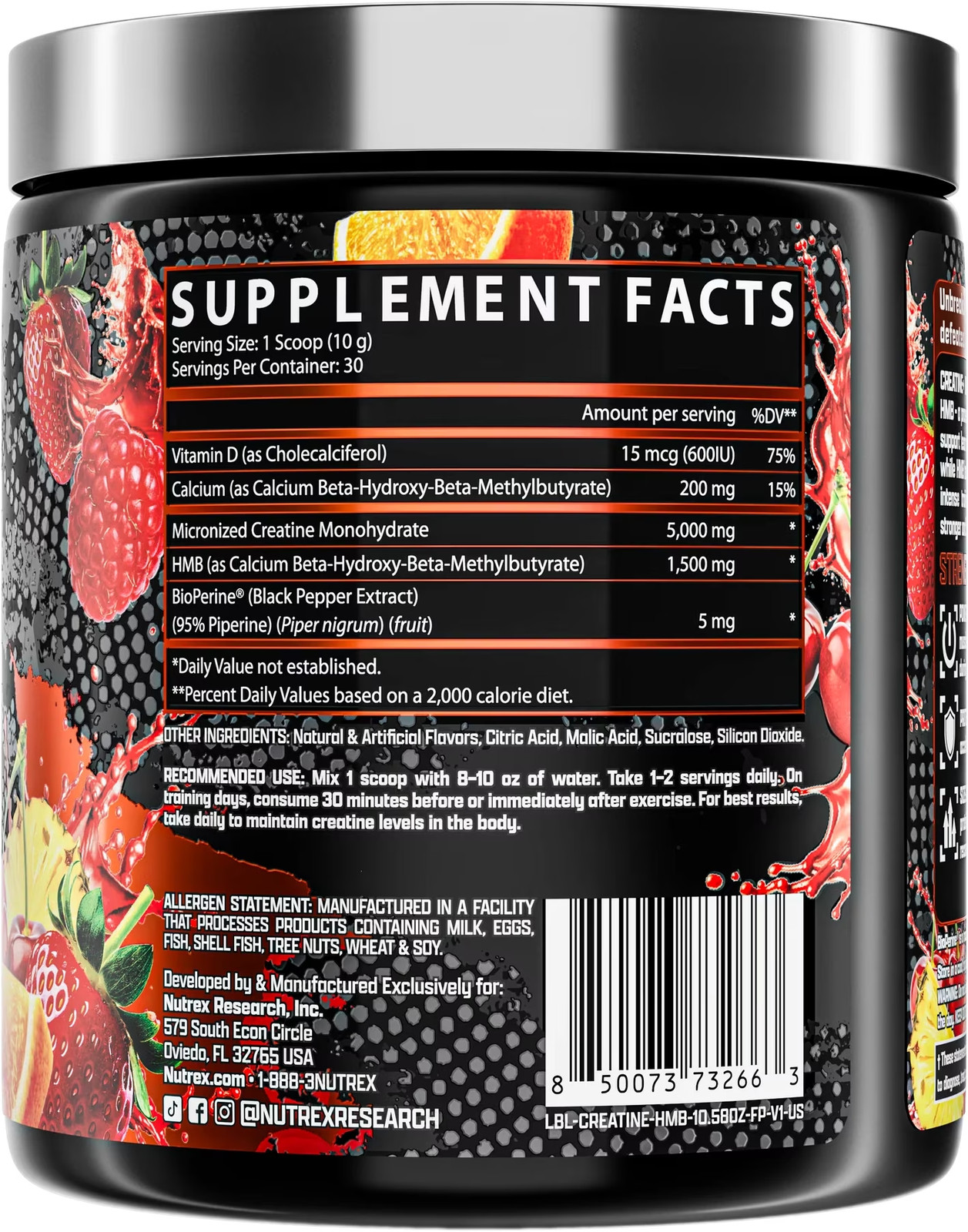 Creatine + HMB Fruit Punch 5G Creatine, 1.5G HMB Strength and Lean Muscle Formul