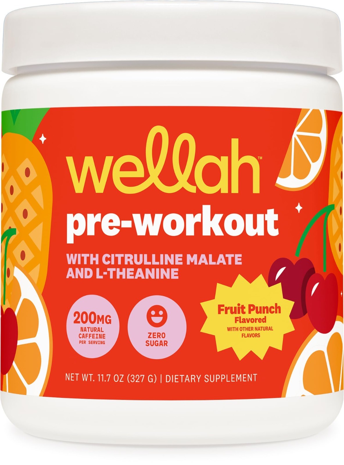 Fruit Punch Pre-Workout Drink Mix – 30 Servings, Citrulline Malate, L-Theanine,
