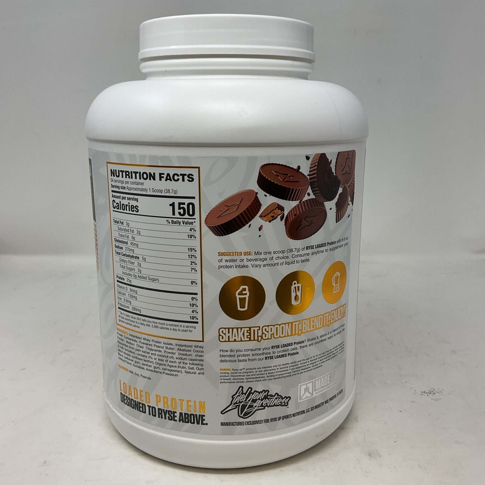 RYSE Loaded Protein Powder – Peanut Butter Cup – 54 Servings 4.6 Lb