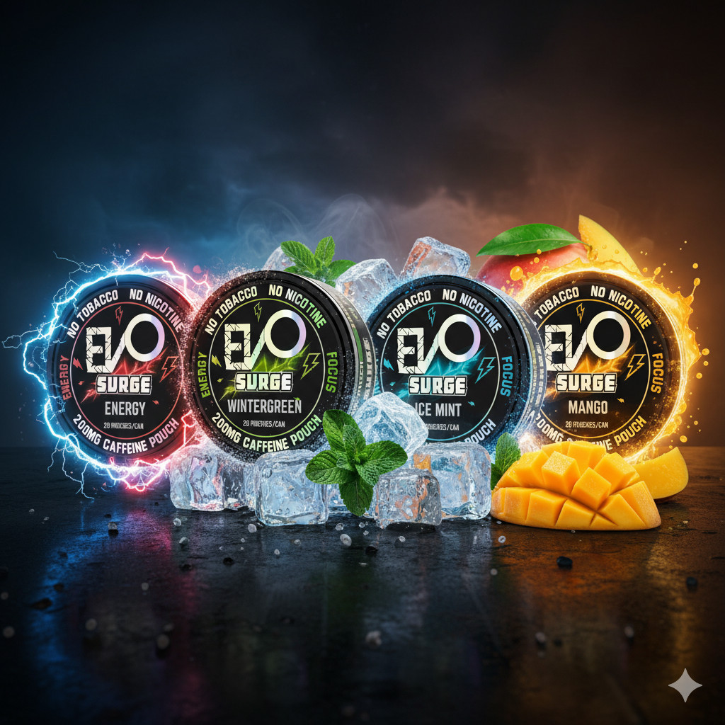 EVO Surge Energy Booster 200mg Caffeine Pouches – 5 Pack (20 Count/Can)