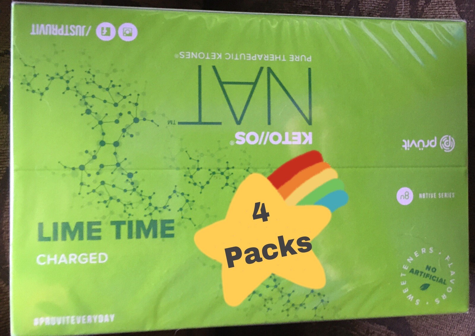 4 Pruvit KETO NAT Lime Time CAFFEINE CHARGED Fat Loss Energy Focus Mood 9/20