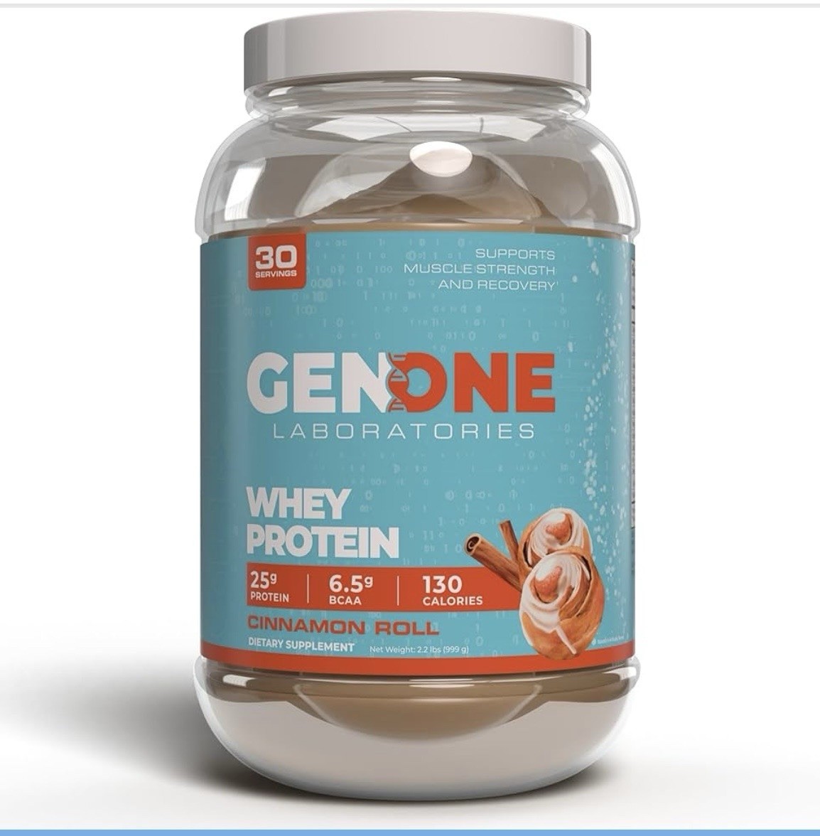 GenOne Whey Protein Powder Isolate, 25g Protein Cinnamon Roll 2.2lbs