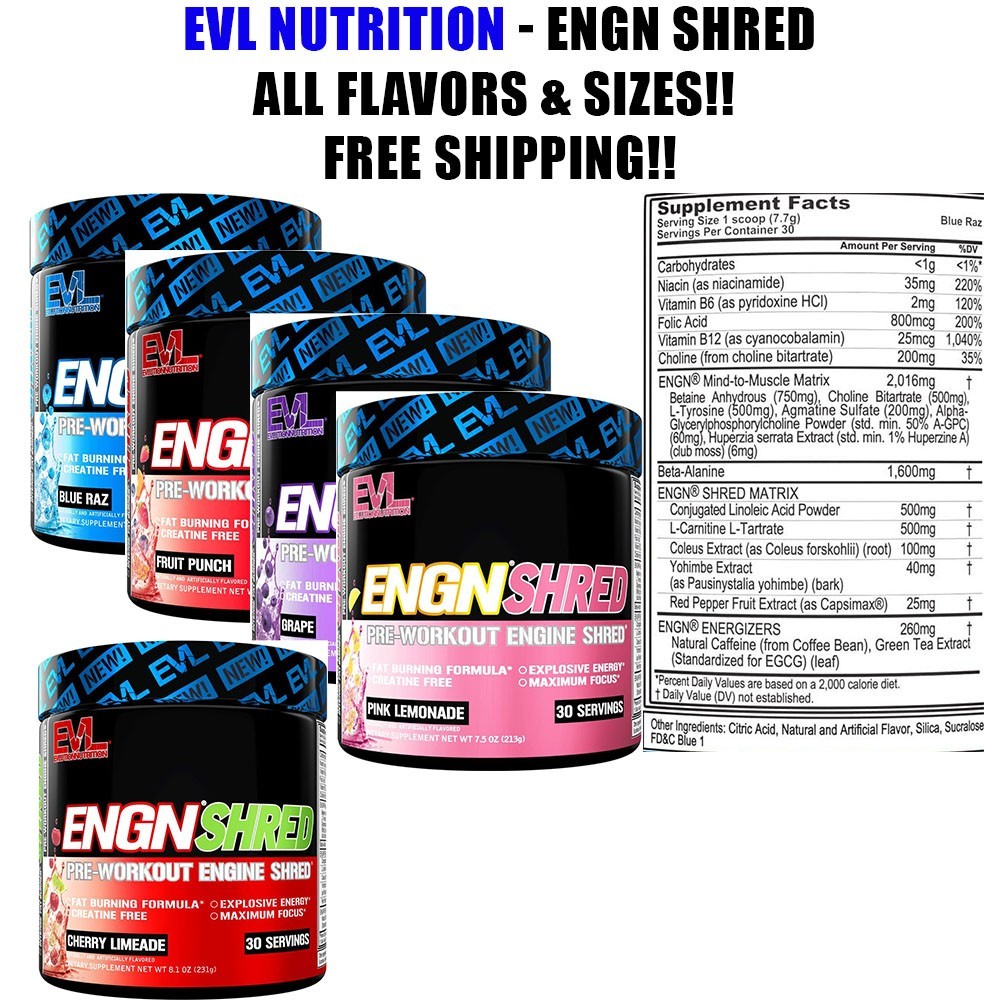 EVL EVLution Nutrition – ENGN Shred Preworkout 30 Servs – ANY FLAVOR **CLUMPY**