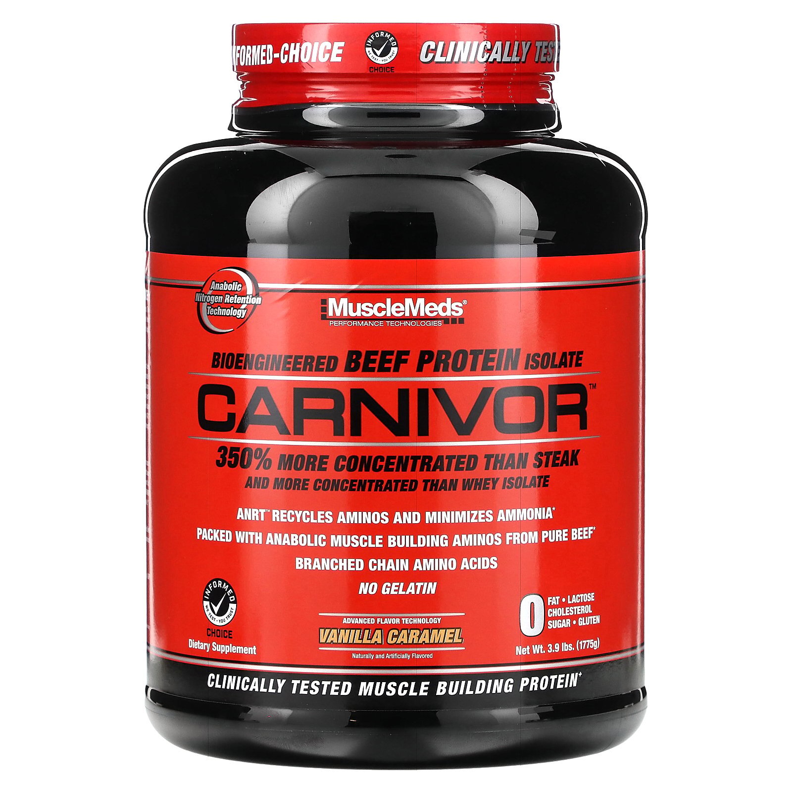 Carnivor, Bioengineered Beef Protein Isolate, Vanilla Caramel, 3.9 lbs (1775 g)