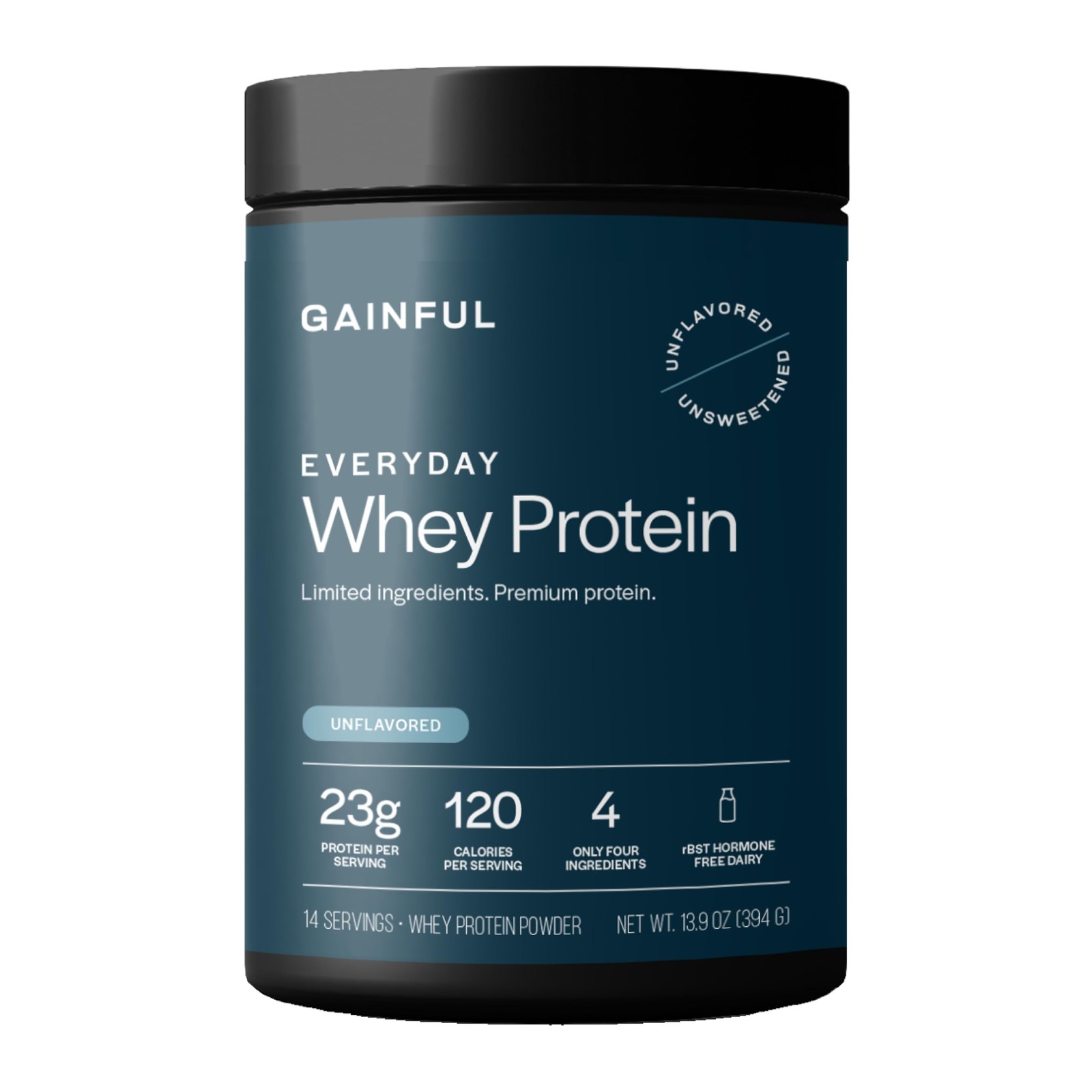 Gainful Everyday Whey Protein Powder, 23g Protein per Serving, Unflavored, Su…