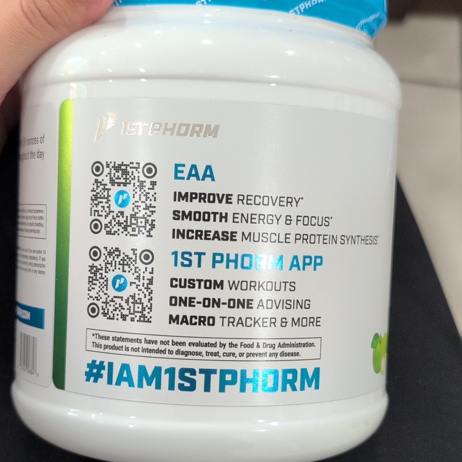 1st Phorm EAA Essential Amino Acids Powder Sour Green Apple 1.57 lb 07/27