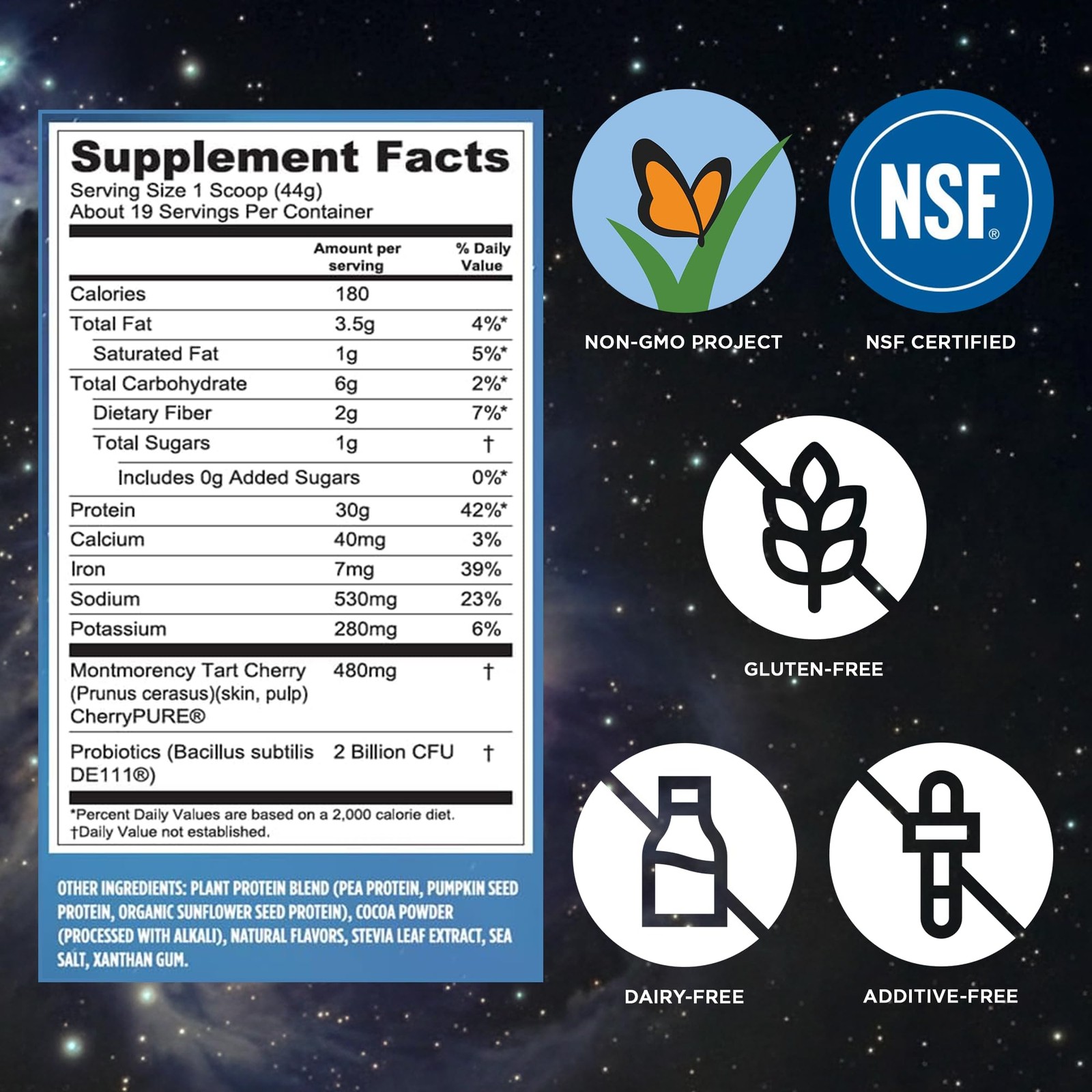 Vega Protein Recovery Chocolate 30G Vegan Protein Dairy Gluten Probiotics Nsf